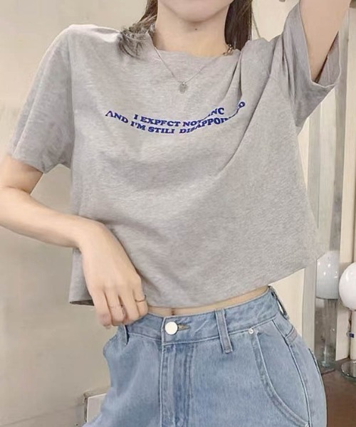 DIAVEL tシャツ ショート丈プリント半袖Tシャツ レディース