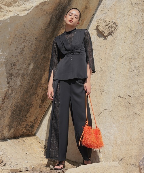 パンツドレス　オケージョンドレス GIRL DRESS FOR NOW パンツドレス フロッキードットシアー