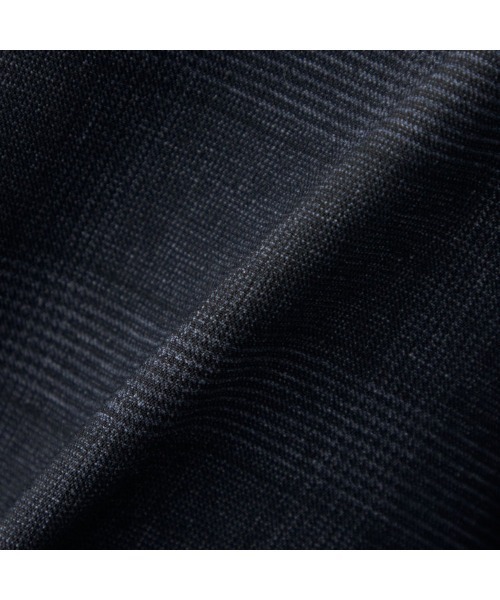 ＧＷ割引⭐︎ダーク調グレンチェック4釦ダブルジャケット＆ゆるテーパードパンツ SUIT SELECT セットアップ 「洗えるスーツセット」ダーク調