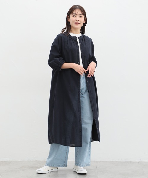 IENA マオカラー シャツワンピース 新品に近い美品！ Honeys シャツワンピース 7分袖マオカラーシャツワンピース
