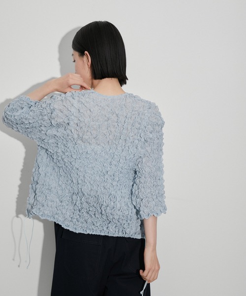 ADAM ET ROPE' カーディガン 「洗える」シャーリングギャザー