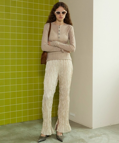 シアーメローステッチトップス　MAISON SPECIAL メゾンスペシャル 2way Sheer Mellow Stitched Tops/2WAYシアーメローステッチ
