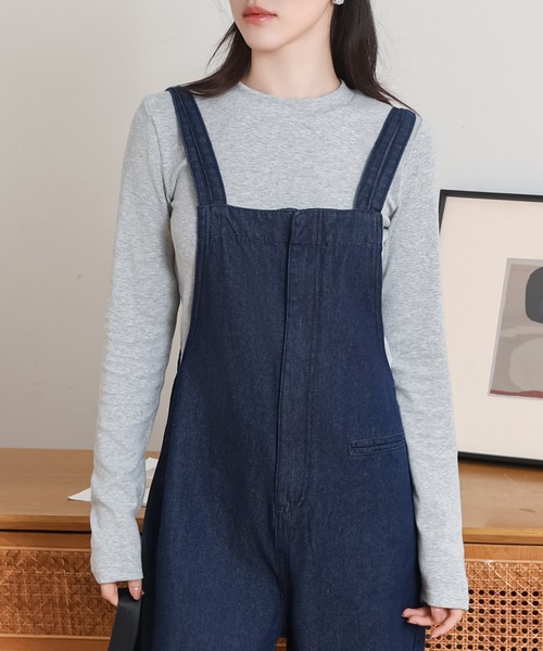 SUWDEE サロペット オーバーオール back ribbon denim all in one 