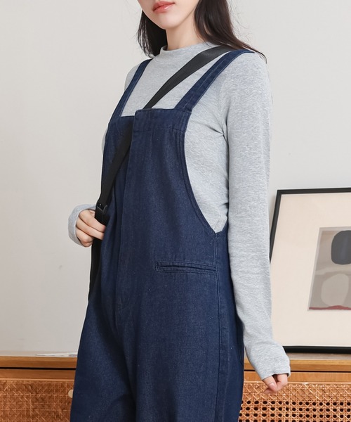 SUWDEE サロペット オーバーオール back ribbon denim all in one
