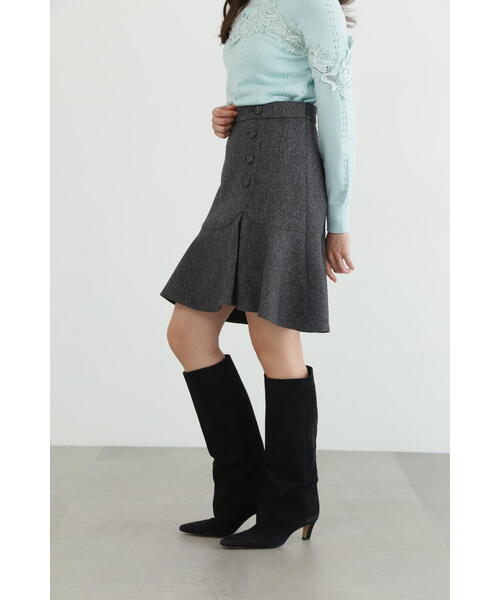 JILLSTUART ジルスチアート【ウール混】【タイト】ミニスカート　F JILL STUART スカート ミックスウールミニフリルスカート