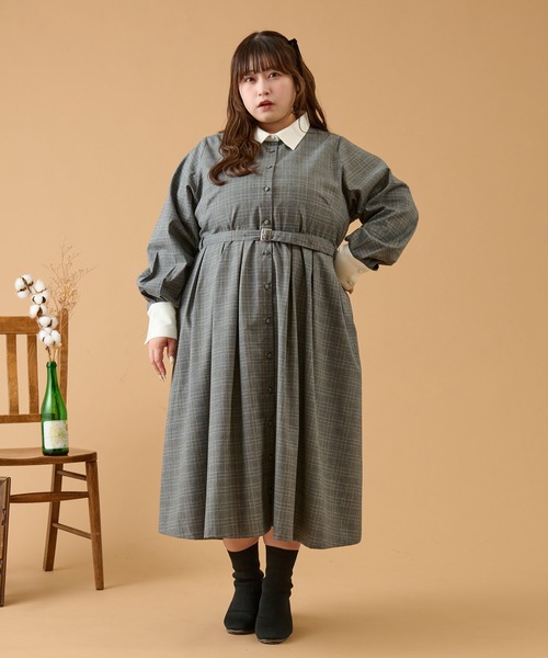 【3L/Louiosy】ボウタイプリーツワンピース♡ピンク Amazon.co.jp: Louiosy ルオシー ボウタイ プリーツワンピース