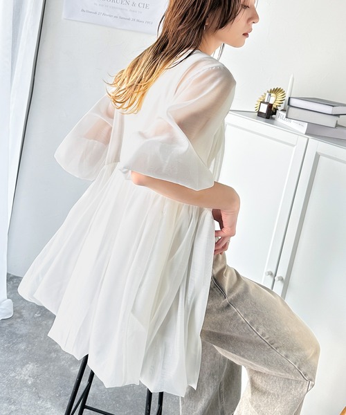 ella_selectshop オーガンジーバルーンブラウス ella selectshop オーガンジーバルーンスリーブ プルオーバー