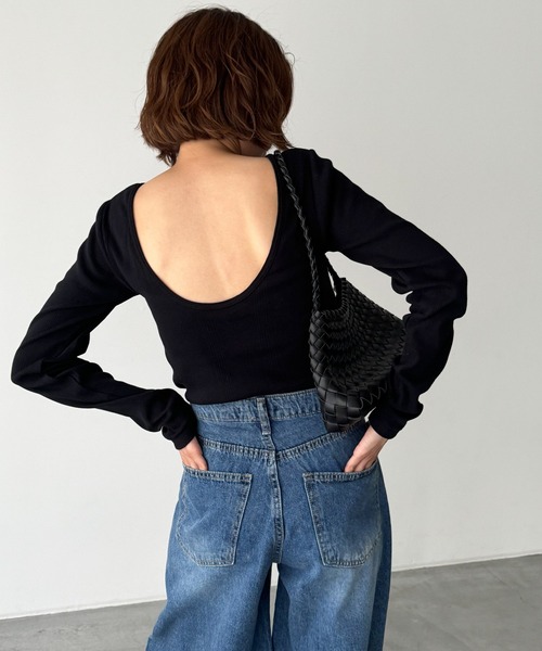 tシャツ Miller　背あきカップ付きロンT レディース