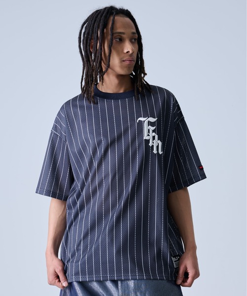 入手困難 即納 送料込 フブ FUBU Tシャツ ライン ストライプ FUBU tシャツ フブ ブランド ロゴ 刺繍 アメカジ メッシュ
