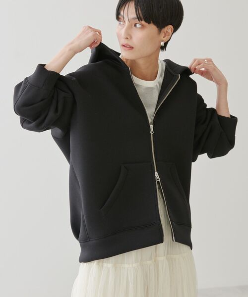 パーカー パイピングフルZIPパーカー／ダンボールポンチ レディース AMERICAN HOLIC パーカー ダンボールポンチZIPパーカー