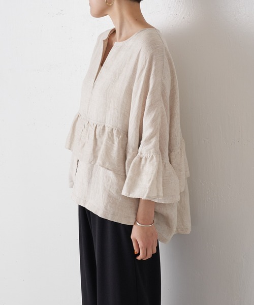 「BEARDSLEY」 半袖ブラウス 1 ベージュ レディース BEARDSLEY 「BEARDSLEY」 半袖ブラウス FREE ベージュ