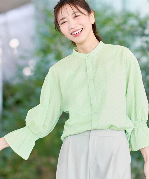 ブラウス シャツ 「夏SALE／接触冷感／洗える」キャンディースリーブブラウス レディース