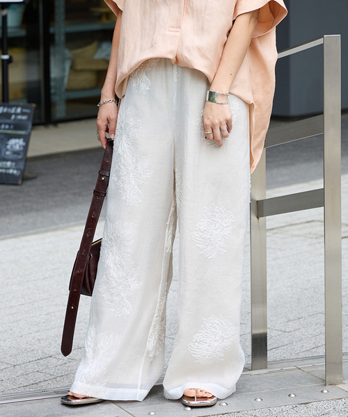 新品　JOURNAL STANDARD シアーレースレイヤードパンツ　ホワイト 追加3》シアーレースレイヤードパンツ（その他パンツ）｜JOURNAL