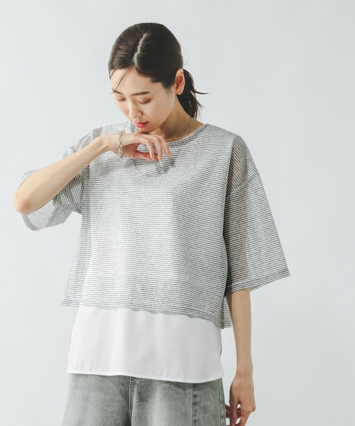 GLOBAL WORK tシャツ シアーボーダータンクセット/310414