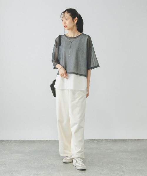ボーダーズアットバルコニー　フラワージャガードTシャツ　36 ボーダーズアットバルコニーフラワージャガードTシャツ36