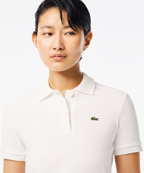 「LACOSTE」 半袖ニット 40 ホワイト レディース LACOSTE 「LACOSTE」 半袖ニット 40 ホワイト レディース