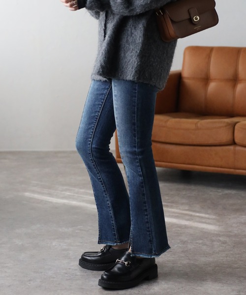 [Bonjour Sagan] обработка Denim брюки M черный женский 