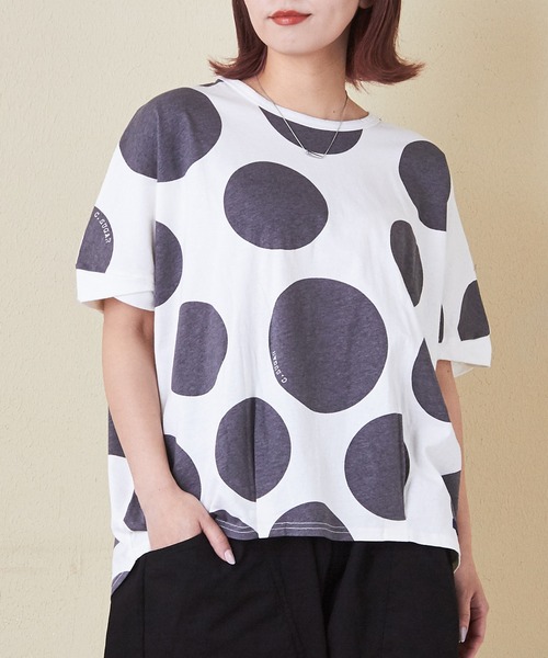 CUBE SUGAR tシャツ ドットプリント汗染み防止加工ドルマンT
