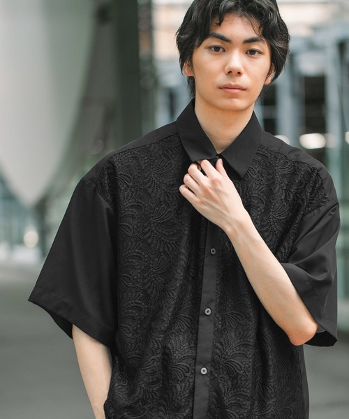 LAKOLE（ラコレ） シャツ レースフロント切替シャツ / 571295 メンズ