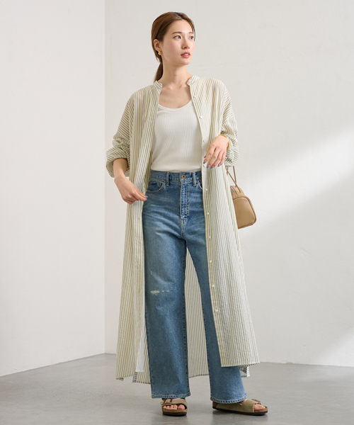 FRAMeWORK STRIPEオーバーシャツDRESS FRAMeWORK ワンピース STRIPEオーバーシャツDRESS : ZOZOTOWN