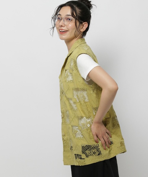 ベスト ジレ フラワー刺繍ジレ レディース