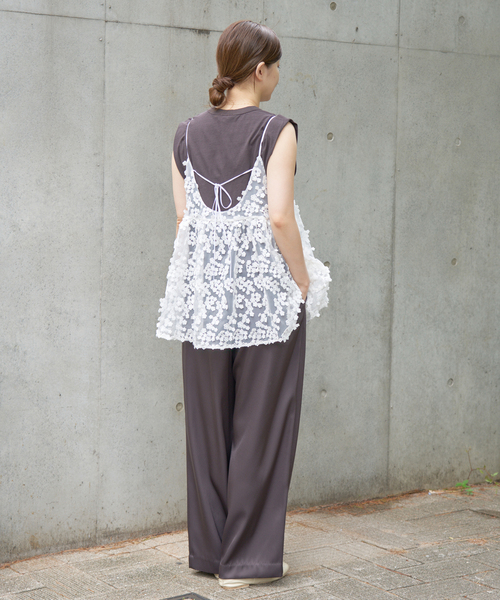【新品タグ付き】IENA キャミオールインワン シアージャガードスタッズキャミワンピース(S OFF WHITE): ONEPIECE