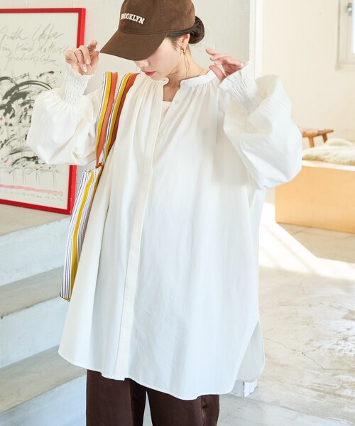 ESCADA コットン シルク サイドスリット ブラウス シャツ FREAK'S STORE ブラウス シャツ 限定展開 インド コットン