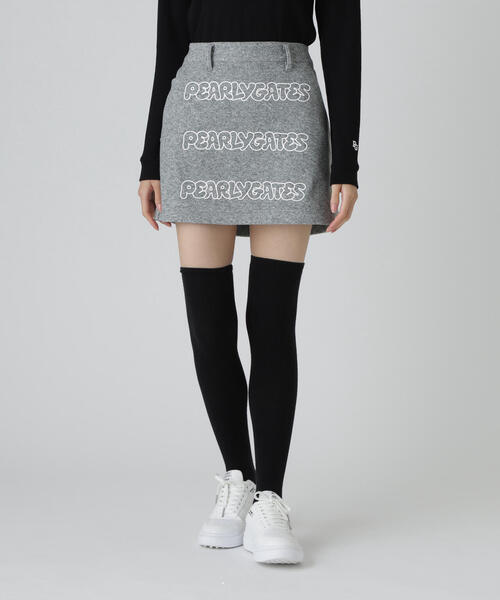 グレー　パーリーゲイツ　2 サイズ L　ピンストライプ　プリーツ　ニットスカート PEARLY GATES（パーリーゲイツ） スカート 「PEARLY GATES」Pe