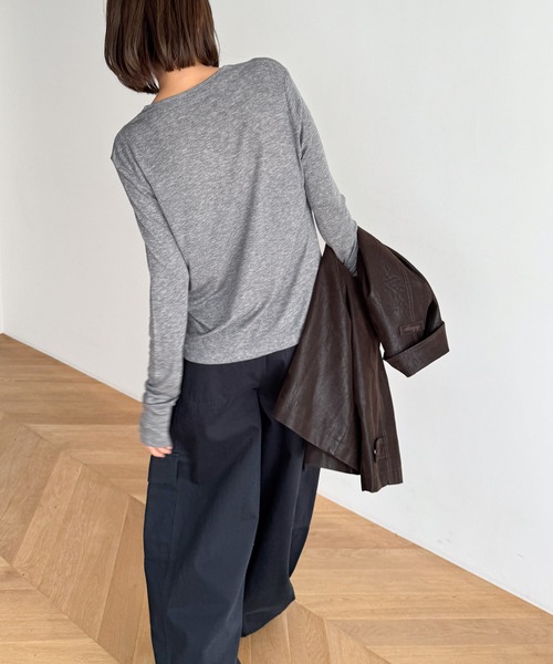 「CANAL JEAN」 長袖カットソー ONE SIZE グレー レディース_画像3