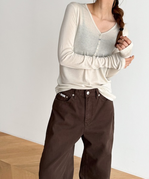 「CANAL JEAN」 長袖カットソー ONE SIZE グレー レディース_画像5