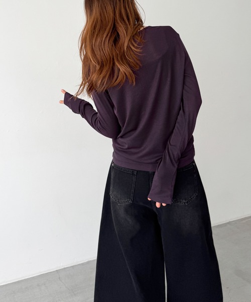 「CANAL JEAN」 長袖カットソー ONE SIZE グレー レディース_画像9