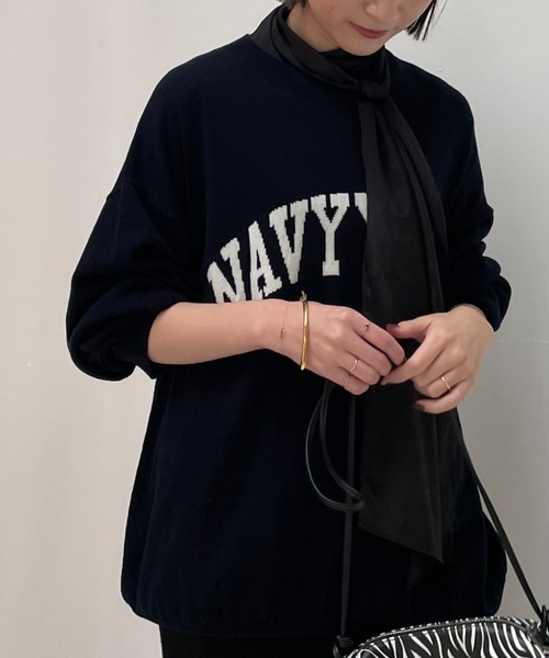 新品　Loungedress ネイビー 長袖ニットセーター F Loungedress（ラウンジドレス） 長袖ニット FREE ネイビー レディース