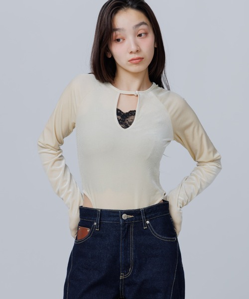 decollete cut-out bodysuit セニー　SENEE tシャツ decollete cut-out bodysuit（デコルテカットボディースーツ