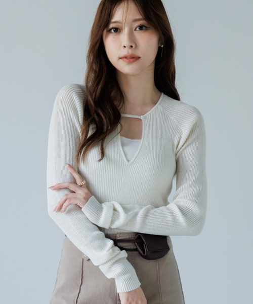SENEE decollete cut-out bodysuit ホワイト tシャツ decollete cut-out bodysuit（デコルテカットボディースーツ