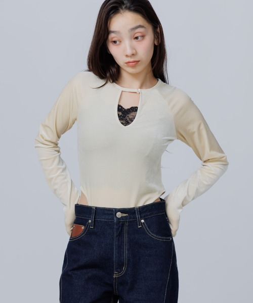 tシャツ decollete cut-out bodysuit（デコルテカットボディースーツ