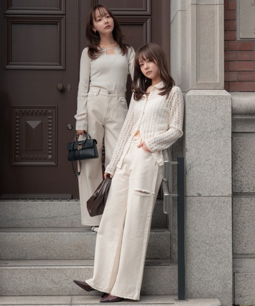 SENEE decollete cut-out bodysuit ホワイト tシャツ decollete cut-out bodysuit（デコルテカットボディースーツ