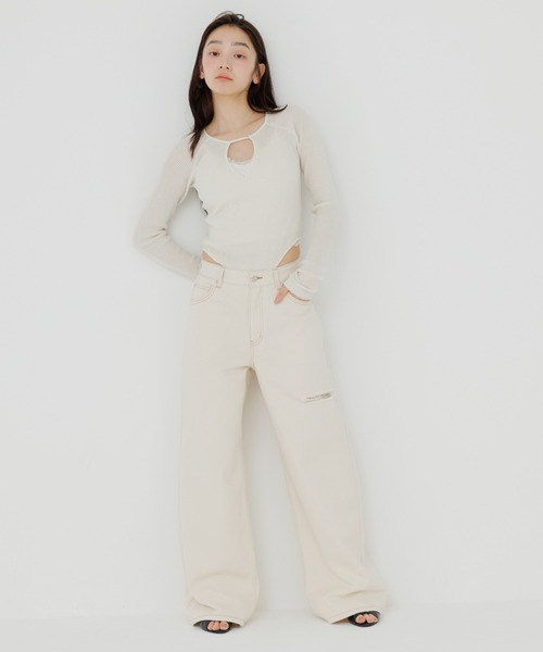 SENEE decollete cut-out bodysuit ホワイト tシャツ decollete cut-out bodysuit（デコルテカットボディースーツ