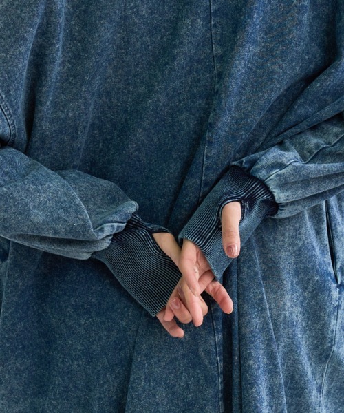 A.D.C.L. ワンピース ハーフジップ デニム ロングワンピース