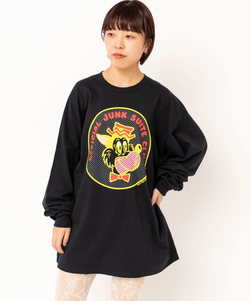 【ブラック】M2619 ウルフプリントロンT RNA（アールエヌエー） tシャツ M2619 ウルフプリントロンT レディース