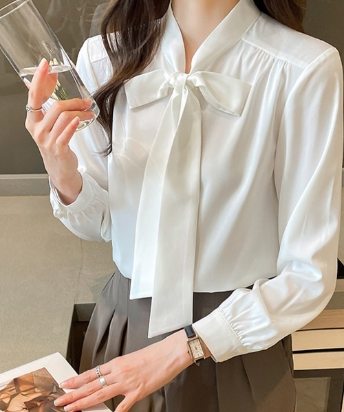ミューズサテンボウタイブラウス ブラウス シャツ サテンボウタイブラウス レディース : ZOZOTOWN Yahoo