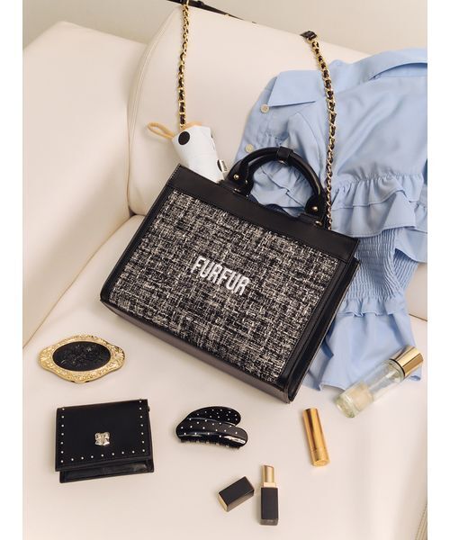 FURFUR（ファーファー） トートバッグ ツイードロゴトートバッグ