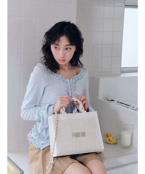 FURFUR（ファーファー） トートバッグ ツイードロゴトートバッグ