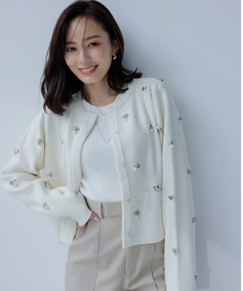 anuans（アニュアンス） ニットカーディガン FREE ホワイト レディース