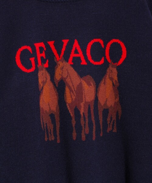 「GEVACO」 長袖ニット M ネイビー メンズ_画像4