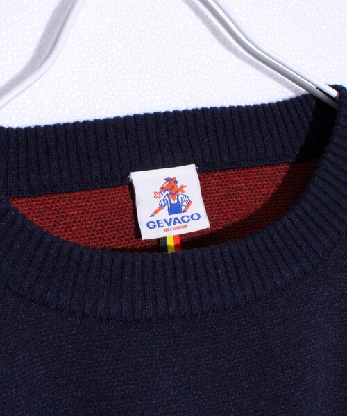 「GEVACO」 長袖ニット M ネイビー メンズ_画像7