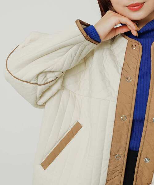 「SENSE OF PLACE by URBAN RESEARCH」 ノーカラージャケット ONE アイボリー レディース_画像2