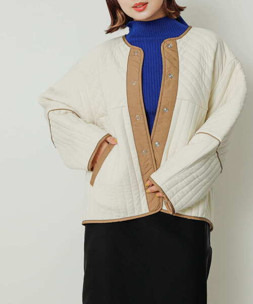 「SENSE OF PLACE by URBAN RESEARCH」 ノーカラージャケット ONE アイボリー レディース_画像4