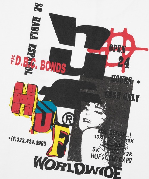 「HUF」 半袖Tシャツ LARGE ホワイト メンズ_画像3