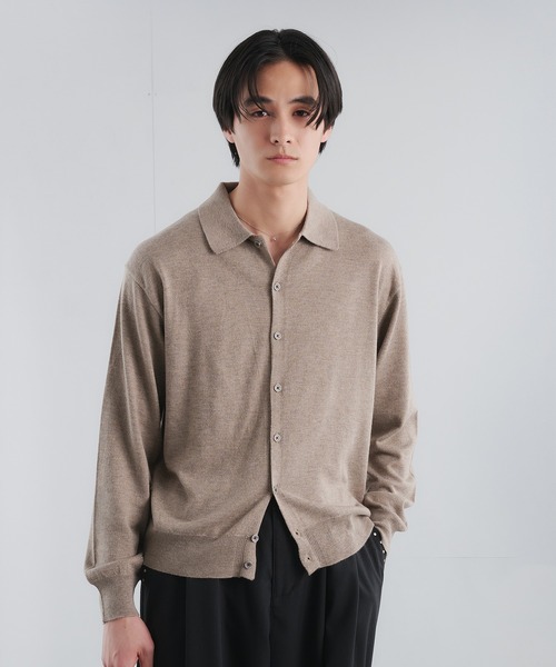 Adoon plain カーディガン SILVER PLATE DETAIL KNIT PORO CARDIGAN