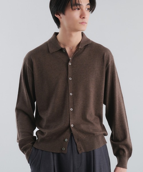 Adoon plain カーディガン SILVER PLATE DETAIL KNIT PORO CARDIGAN